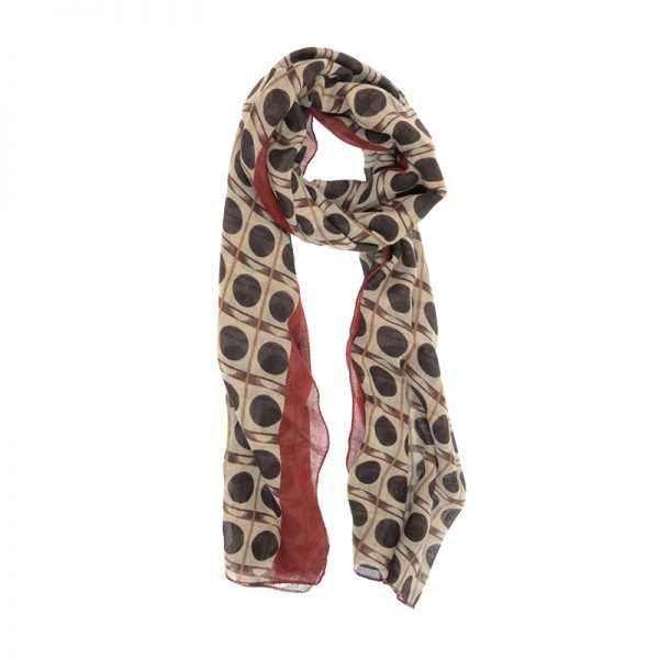 BURGUNDY RETRO DOTS SCARF