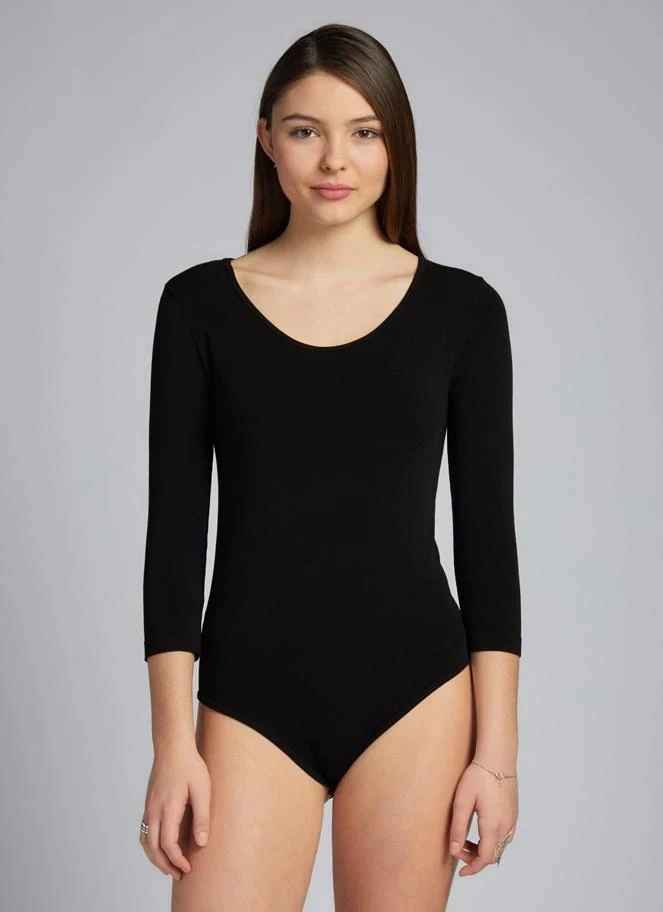 Black Bamboo 3/4 Sleeve Bodysuit