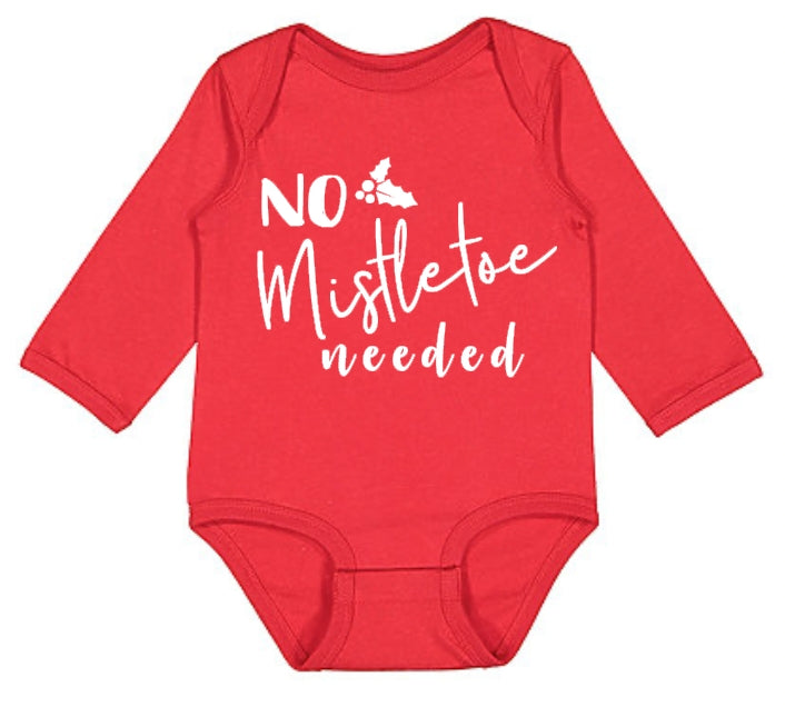 RED NO MISTLETOE NEEDED ONESIE
