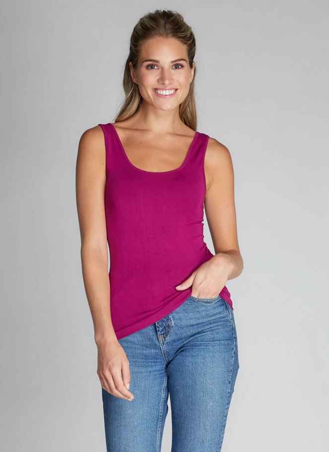 Magenta Bamboo Long Scoop Tank