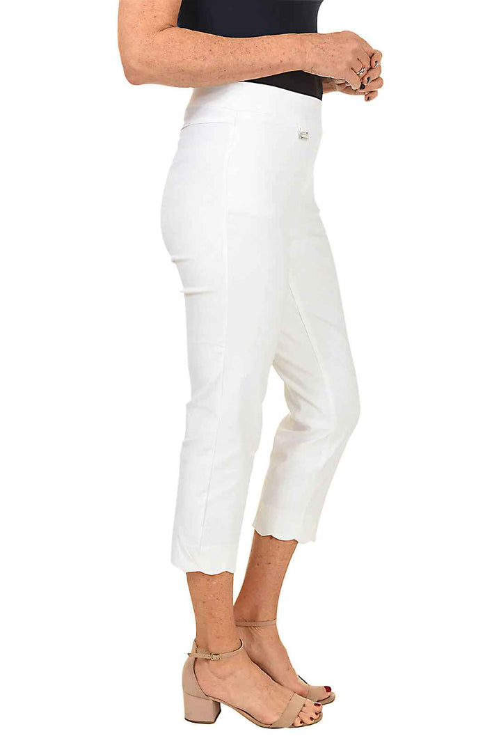 Liz White Scallop Bottom Capri