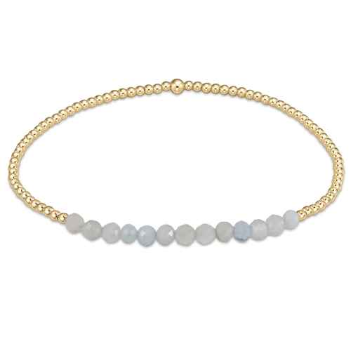 Aquamarine Gold Bliss 2mm Bead Bracelet
