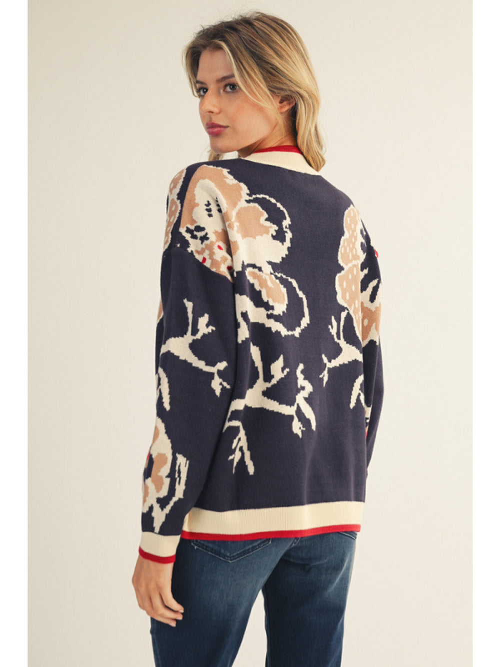 LAUREN NAVY FLORAL SWEATER
