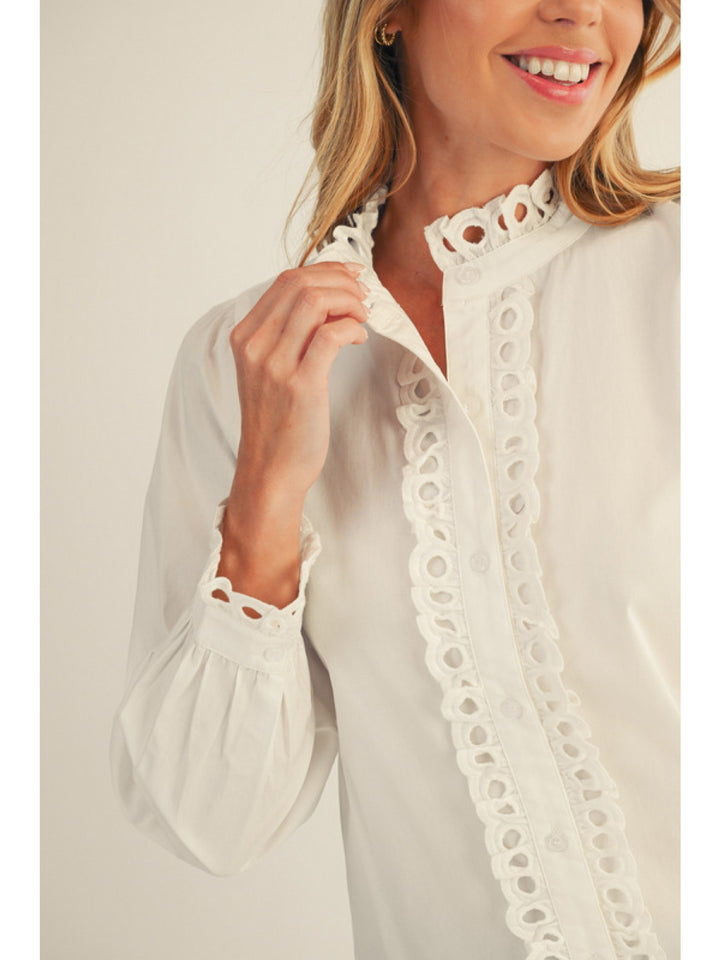 WHITE SHIRT WITH EYELET TRIM