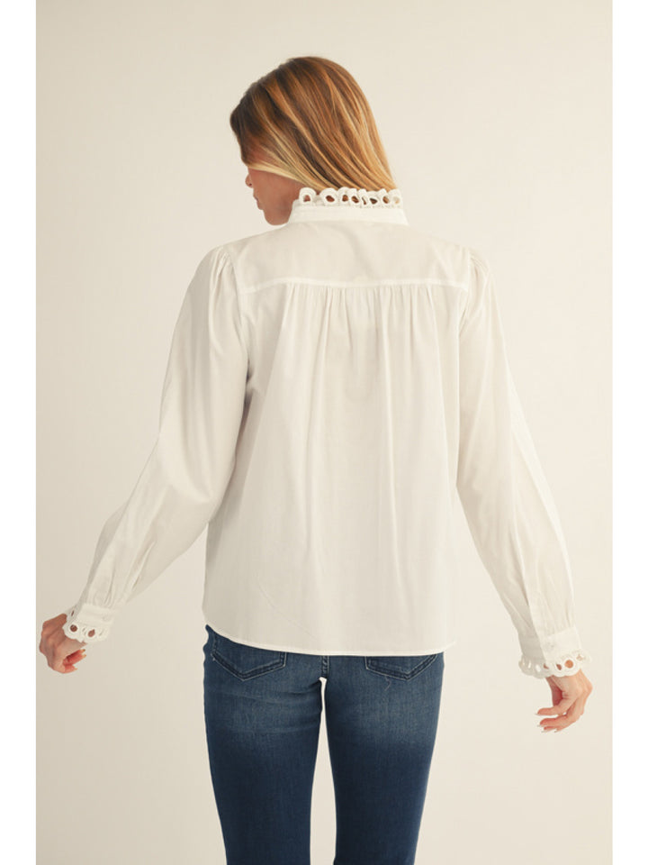 WHITE SHIRT WITH EYELET TRIM