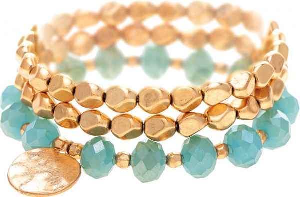 GOLD MINT BEAD BRACELET SET