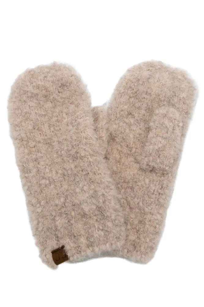 BEIGE BOUCLE MITTENS
