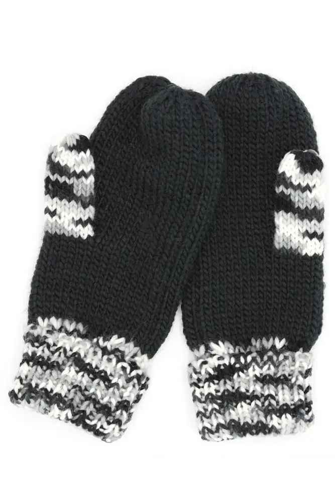 BLACK COMBO CUFF MITTENS