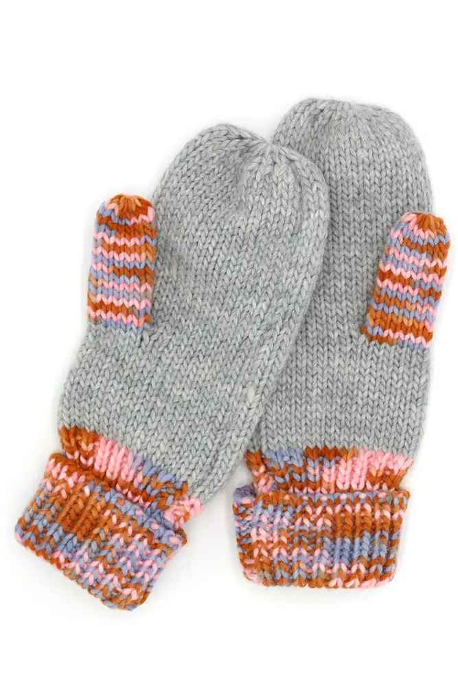 YOUTH GRAY COMBO CUFF MITTENS