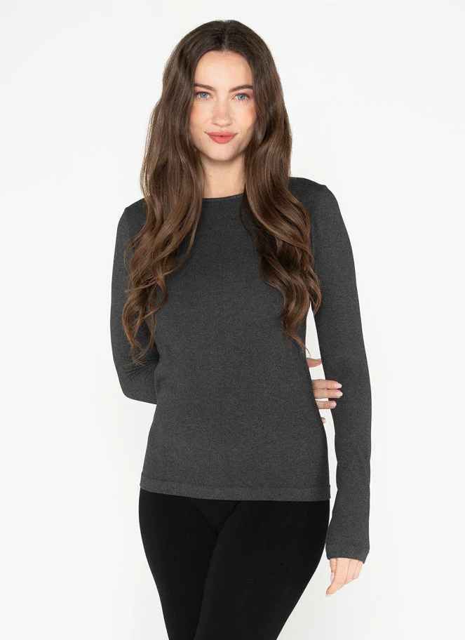 Heather Black Bamboo Crew Knit Top