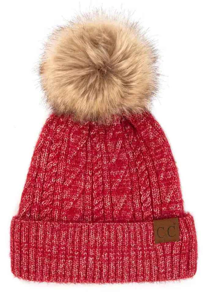 CRIMSON SOFT CABLE POM HAT
