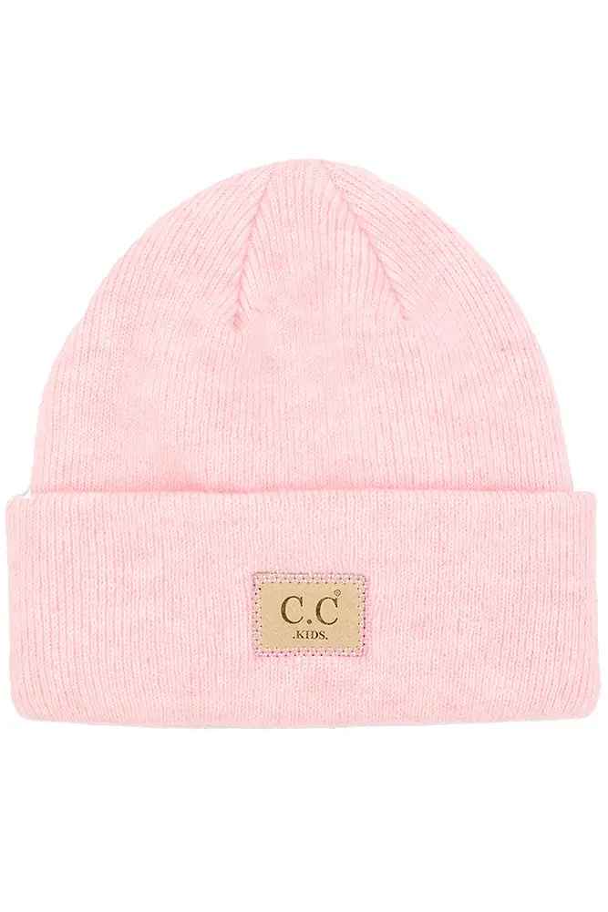 YOUTH PINK SUEDE PATCH BEANIE