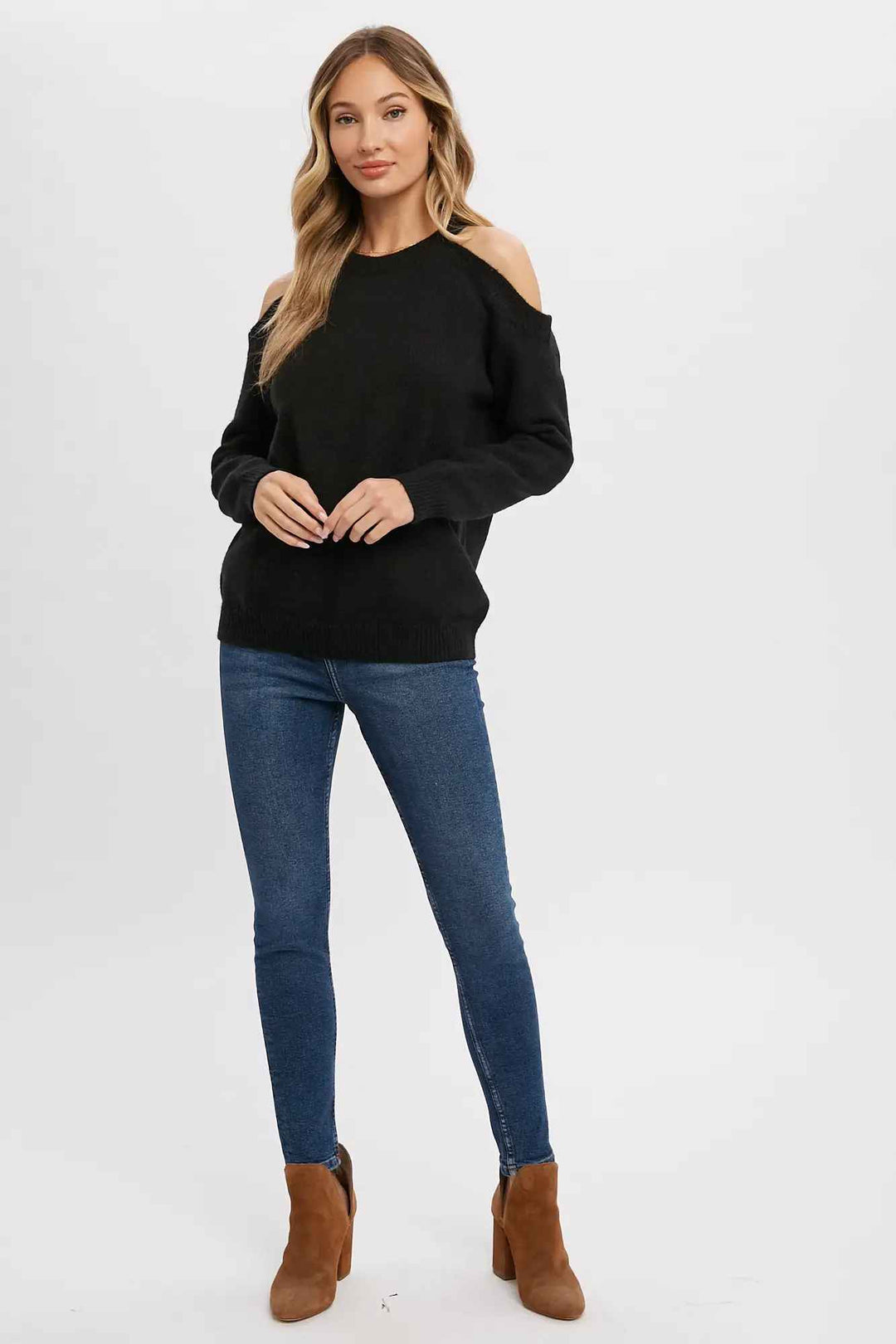 LUNA OPEN SHOULDER SWEATER