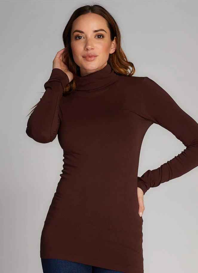 BROWN BAMBOO TURTLENECK TOP
