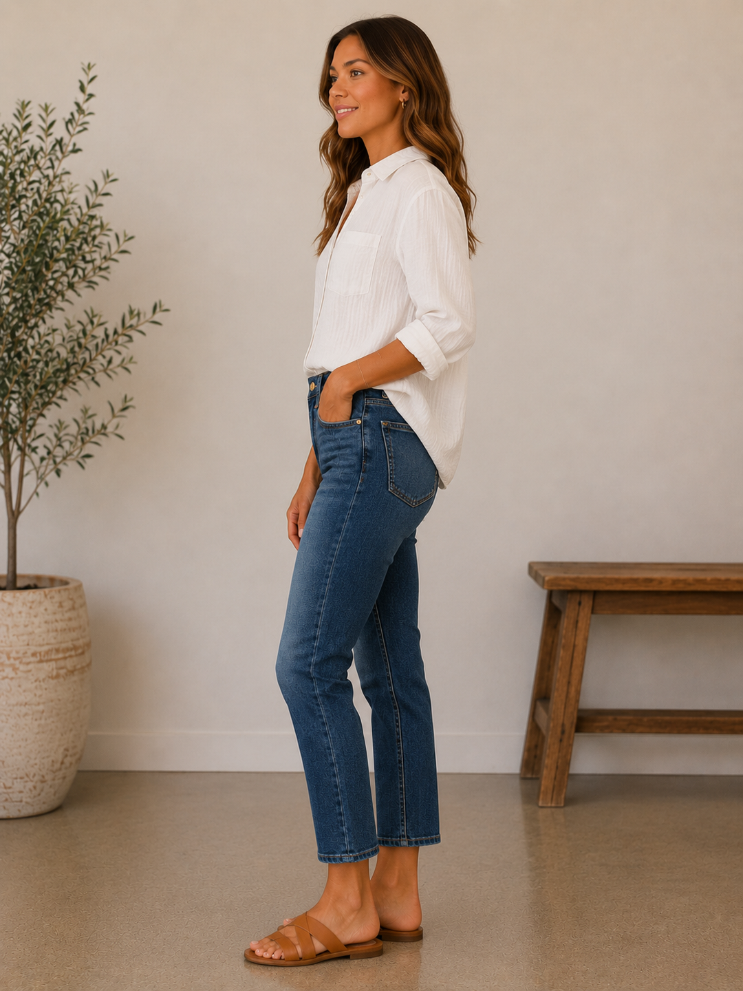 RACHAEL DEVOTEE WASH MOM RAW HEM JEANS
