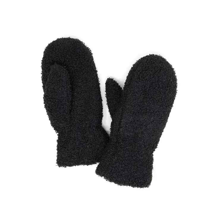 BLACK TEDDY BOUCLE MITTENS