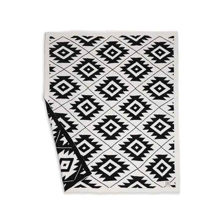 White & Black Luxury Aztec Print Throw Blanket