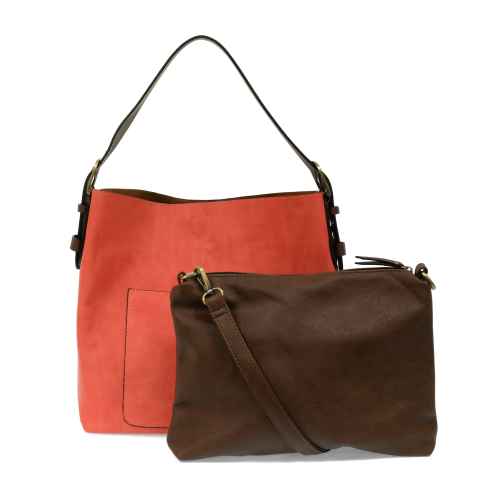 Hot Coral Hobo Bag With Coffee Handle