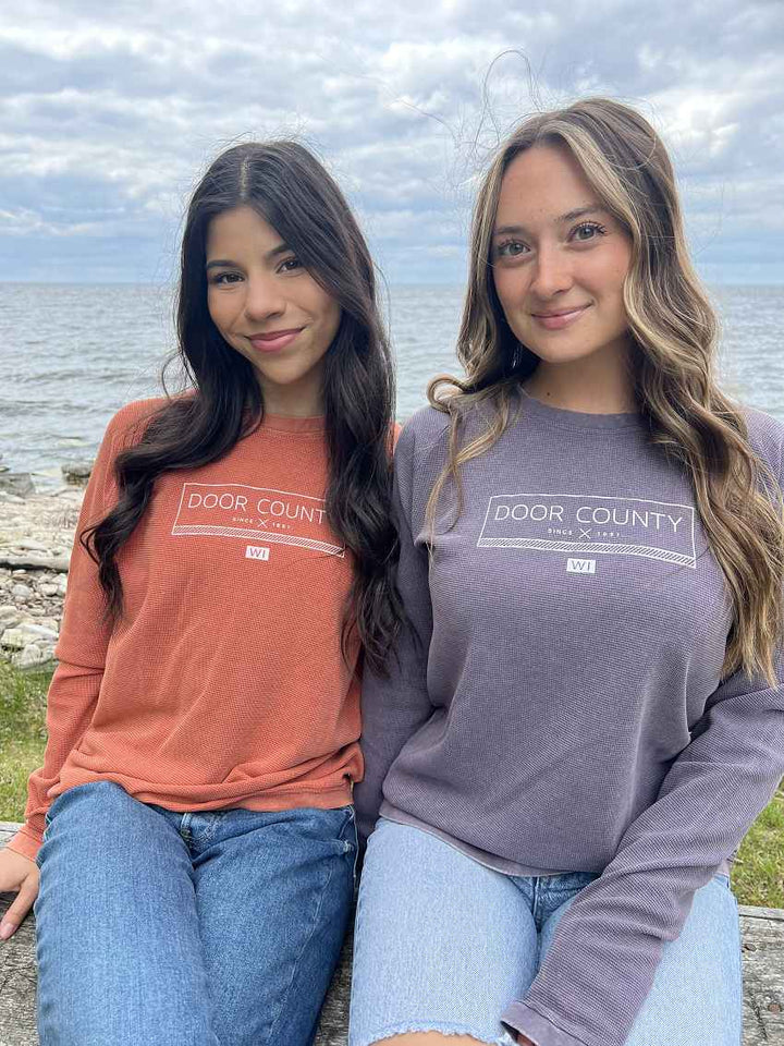 Door County House Label Micro Waffle Long Sleeve top