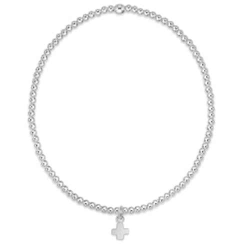 Sterling 2mm Bead Signature Cross Charm Bracelet