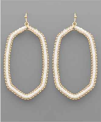 White & Gold Raffia Deco Earrings