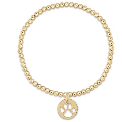 Extends - Paw Print Gold Disc 3mm Bead Bracelet