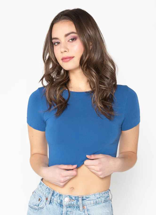 Capri Blue Bamboo S/S Crop Top