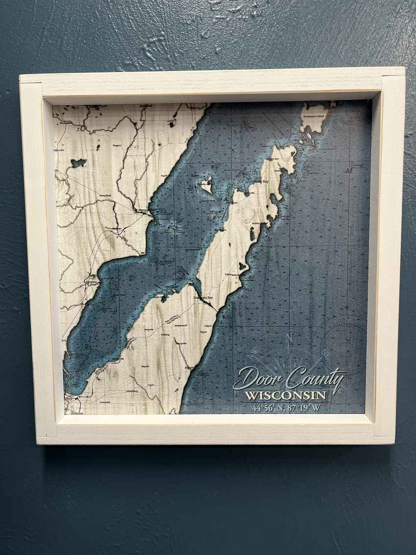 DOOR COUNTY MAP FRAMED PRINT