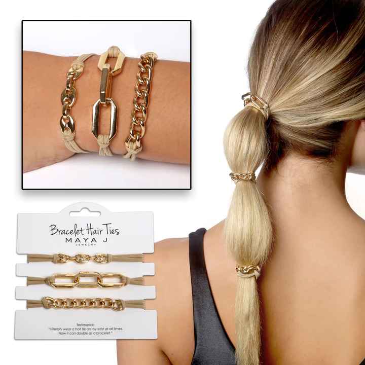 Khaki W/ Gold Link Bracelet Hait Tie Set