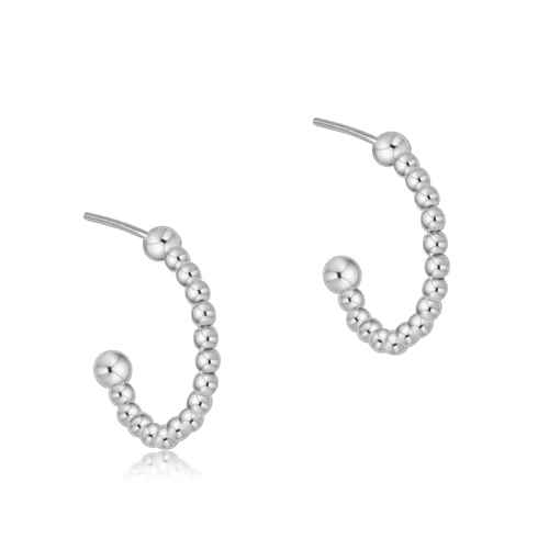 Sterling Beaded Classic 1" Hoop Earrings