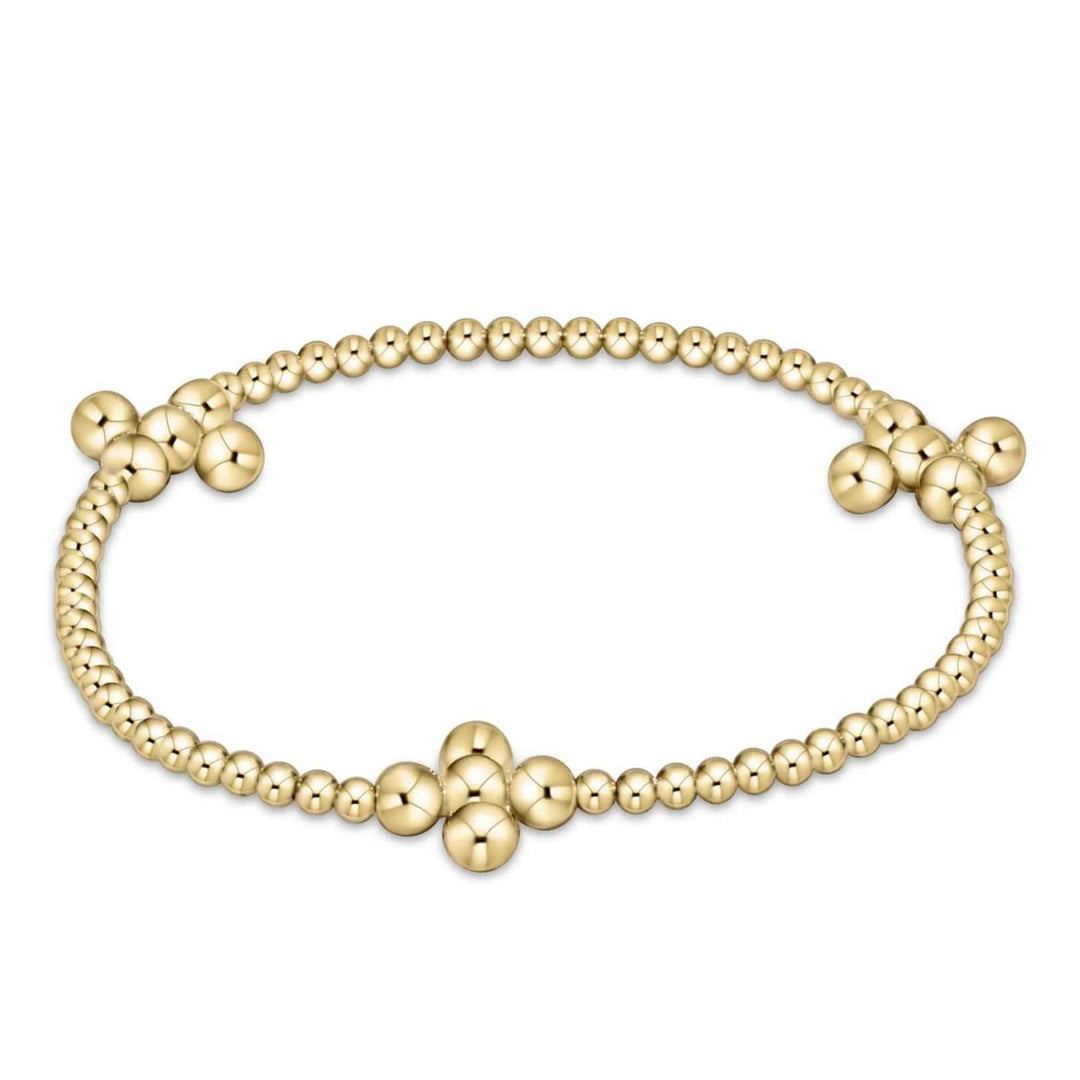 Classic Beaded Gold Signature Cross 2.5mm Bead Bracelet