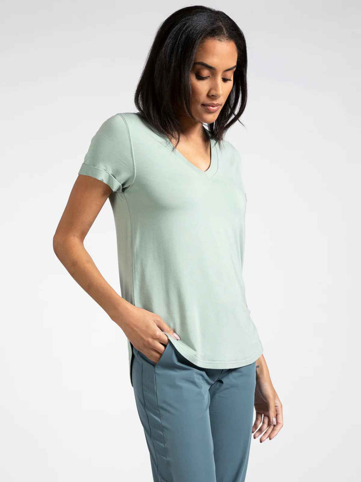 LANELLE DUSTY SAGE V-NECK TEE