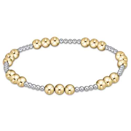 Mixed Metal Classic Joy Pattern 5mm Bead Bracelet