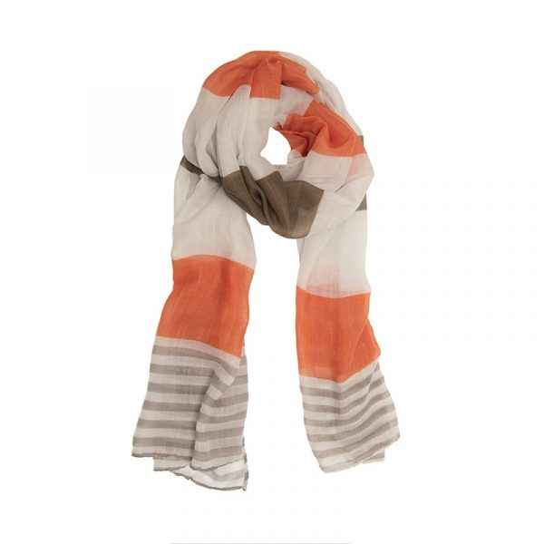 Orange Mocha Stripe Oblong Scarf