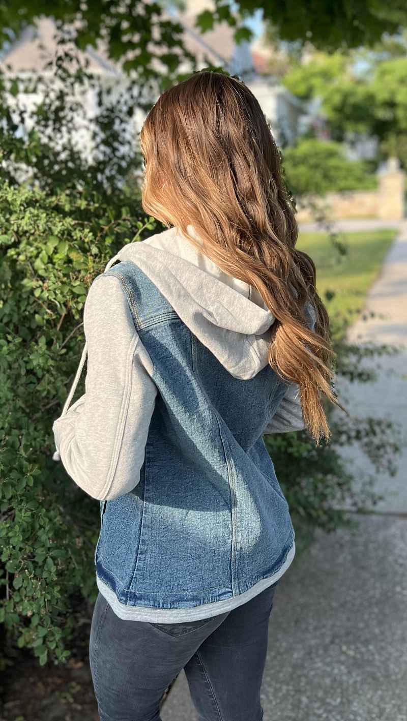 LENA KNIT HOODIE DENIM JACKET
