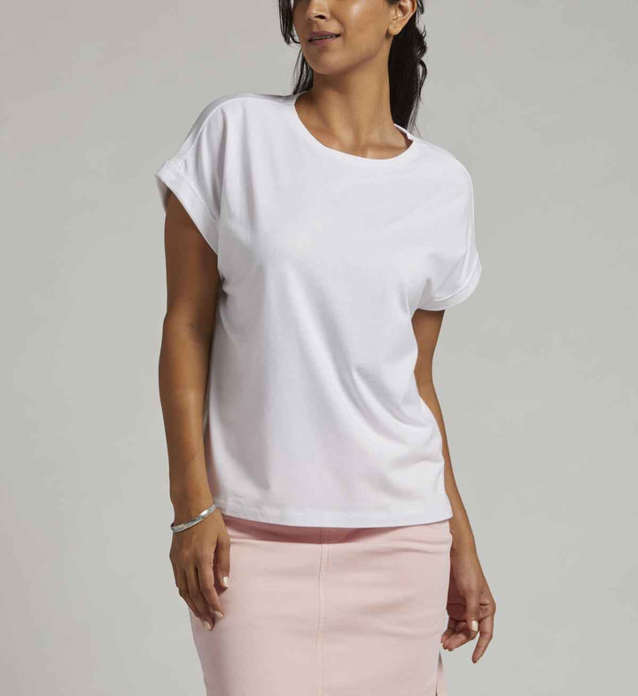 WHITE DRAPEY LUXE TEE