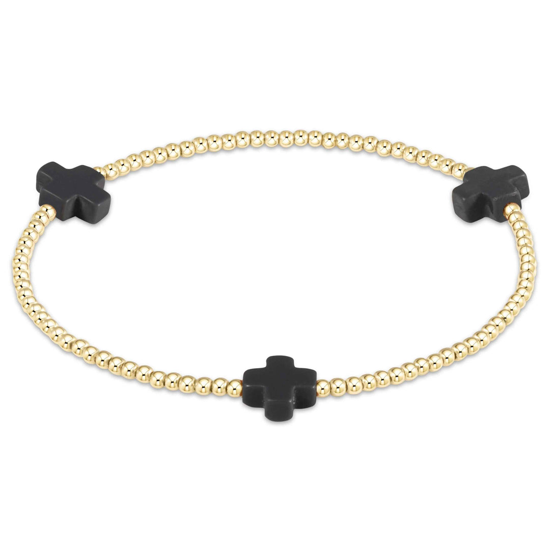 Extends Onyx Signature Cross Bracelet