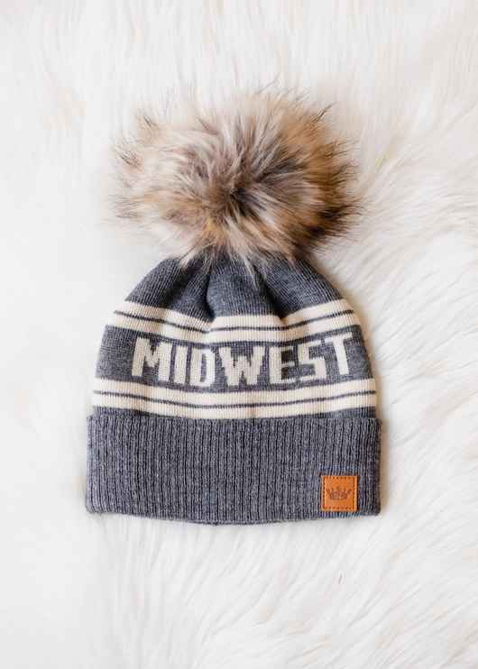 GREY MIDWEST POM HAT