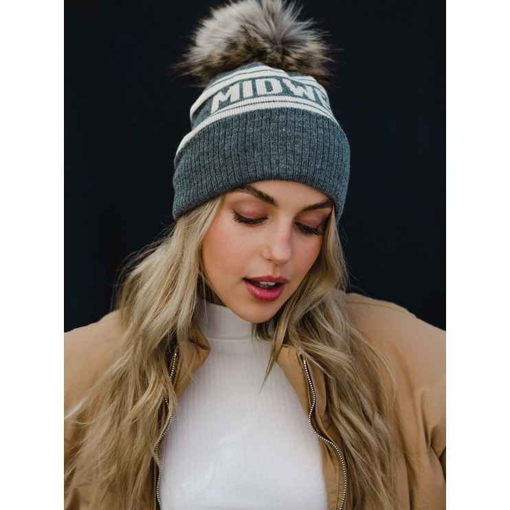 GREY MIDWEST POM HAT
