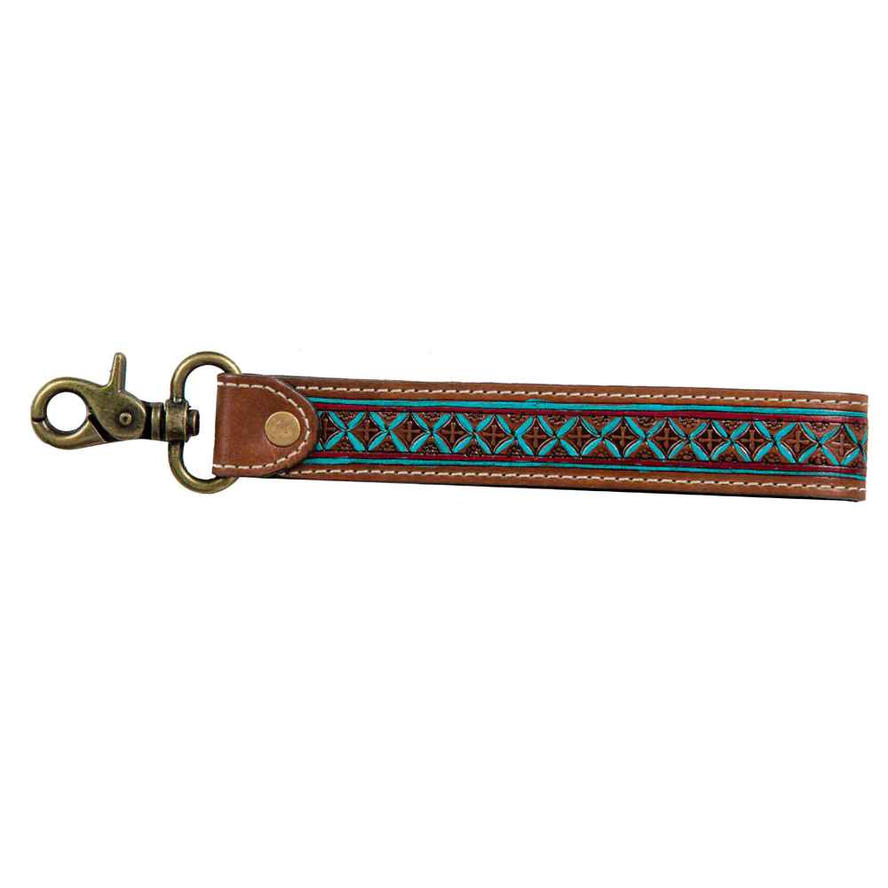 Santa Fe Vista Hand Tooled Key Fob