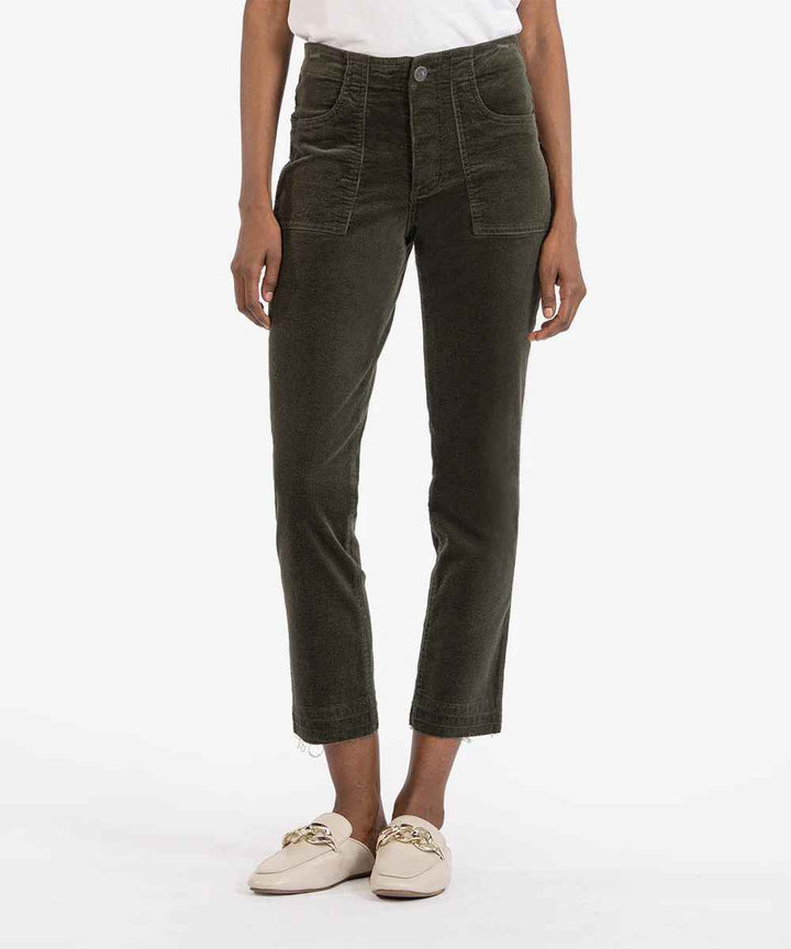 Reese Olive High Rise Corduroy Pant