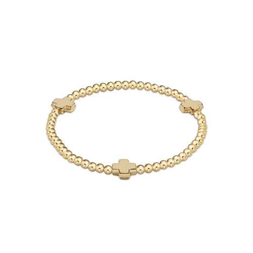 Signature Gold Cross 3mm Bead Bracelet