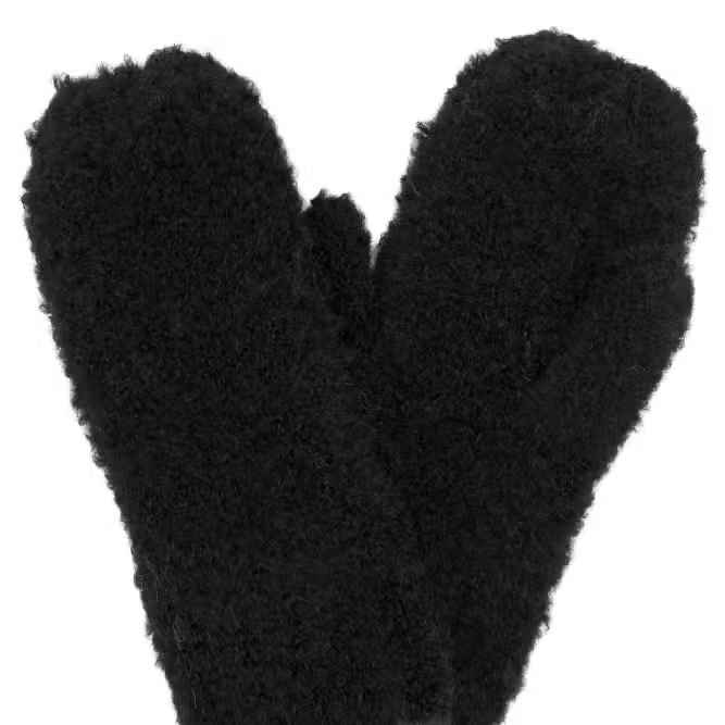 BLACK BOUCLE MITTENS