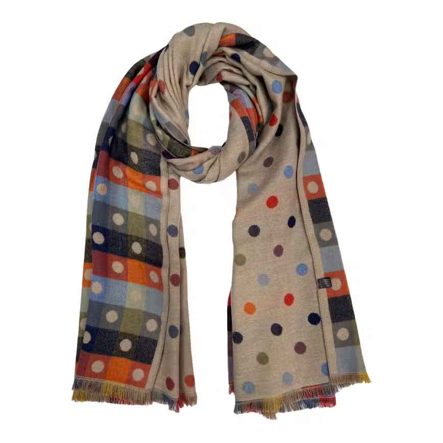 Beige Multi Dots Reversible Scarf