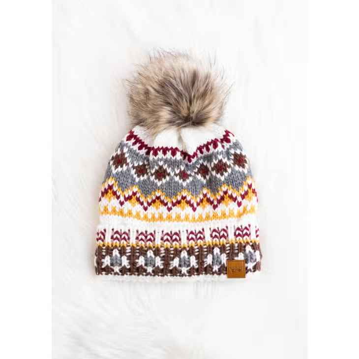 WHITE MULTI POM HAT