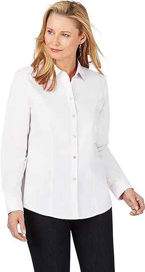 Dianna Pinpoint White Long Sleeve Shirt