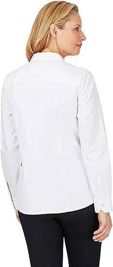 Dianna Pinpoint White Long Sleeve Shirt