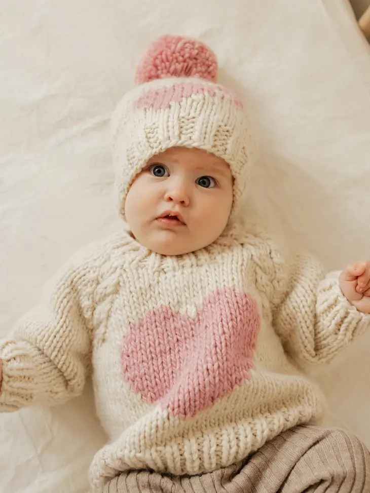 Sweetheart Hand-Knit Crew Sweater
