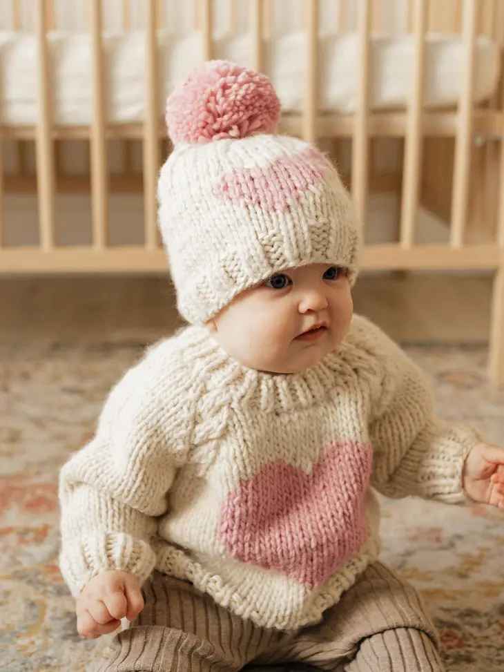 Sweetheart Hand-Knit Crew Sweater