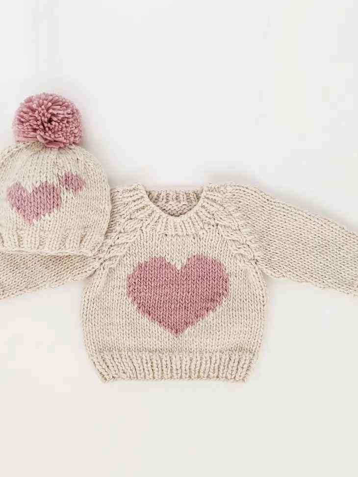 Sweetheart Hand-Knit Crew Sweater